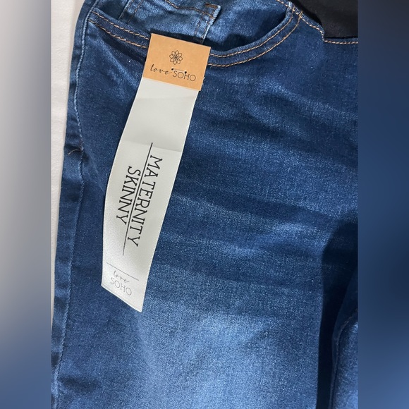Love Soho Maternity Blue Skinny Jeans Pants Size Medium NWT Recycled Material - Picture 3 of 11